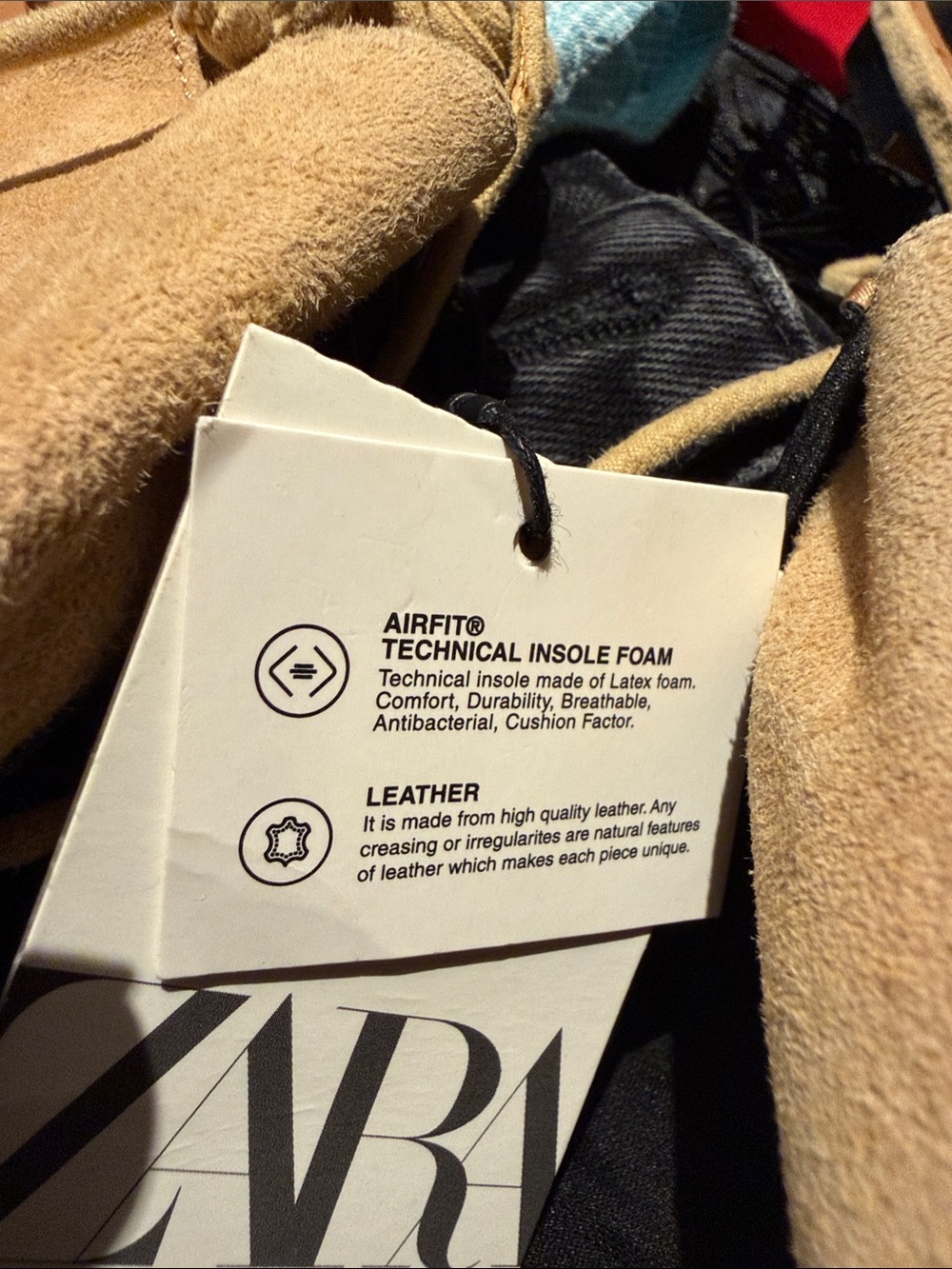 Zara tan color tied leather pointed mules - Picture 8 of 8
